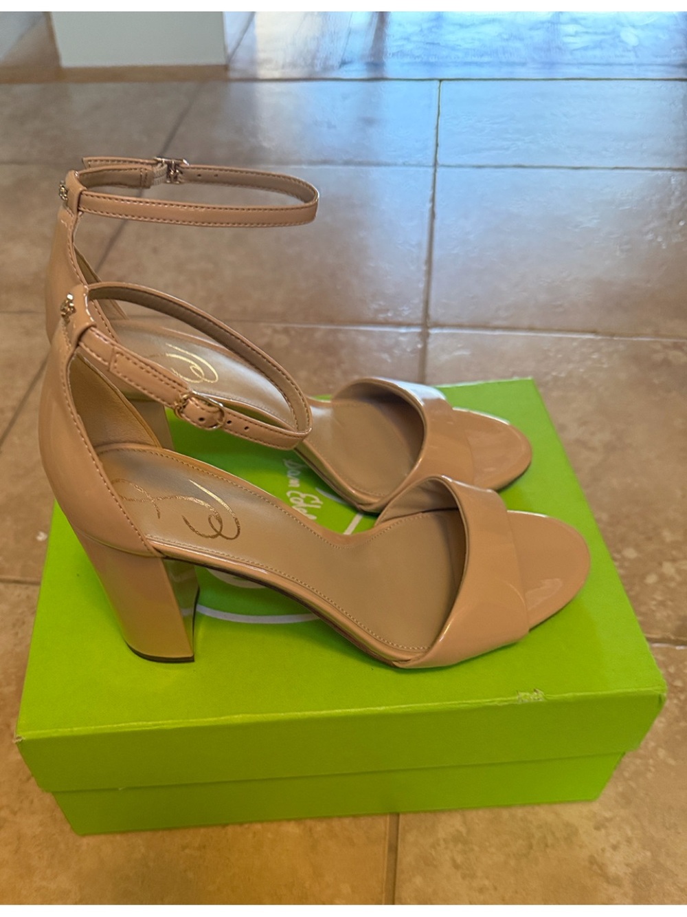 SAM EDELMAN women’s ROBYN Buckled Ankle Strap Open Toe High Block Heel Sandals